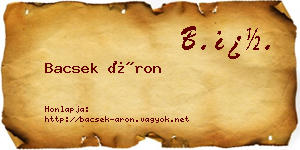 Bacsek Áron névjegykártya